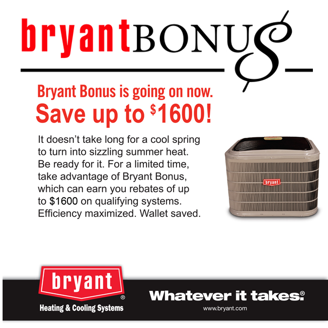 Bryant Bonus Rebate