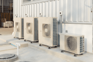 Commercial HVAC units outside building 