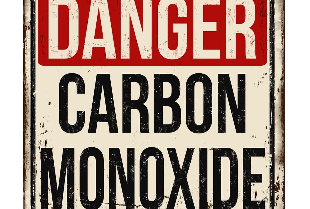 Vintage style sign of Danger warning about Carbon Monoxide on a white background